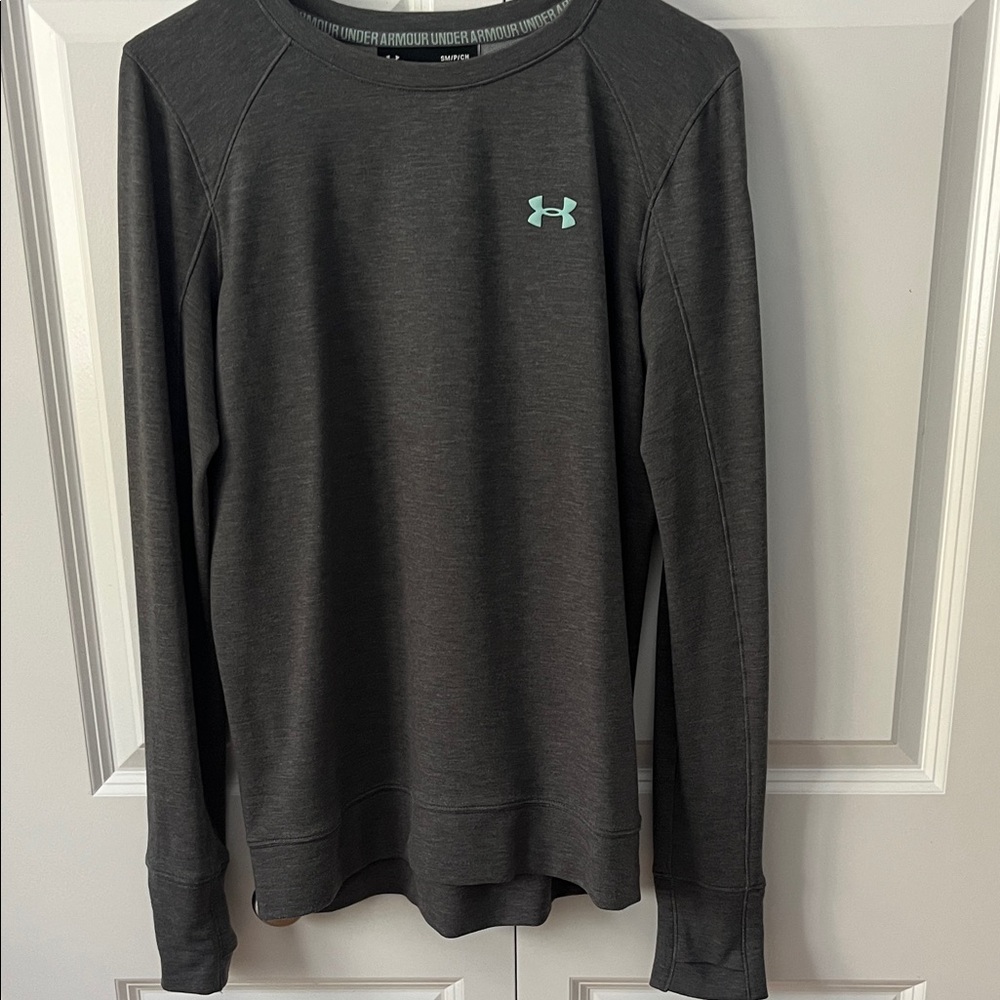 Under Armour Dark Gray Crewneck with Teal Logo